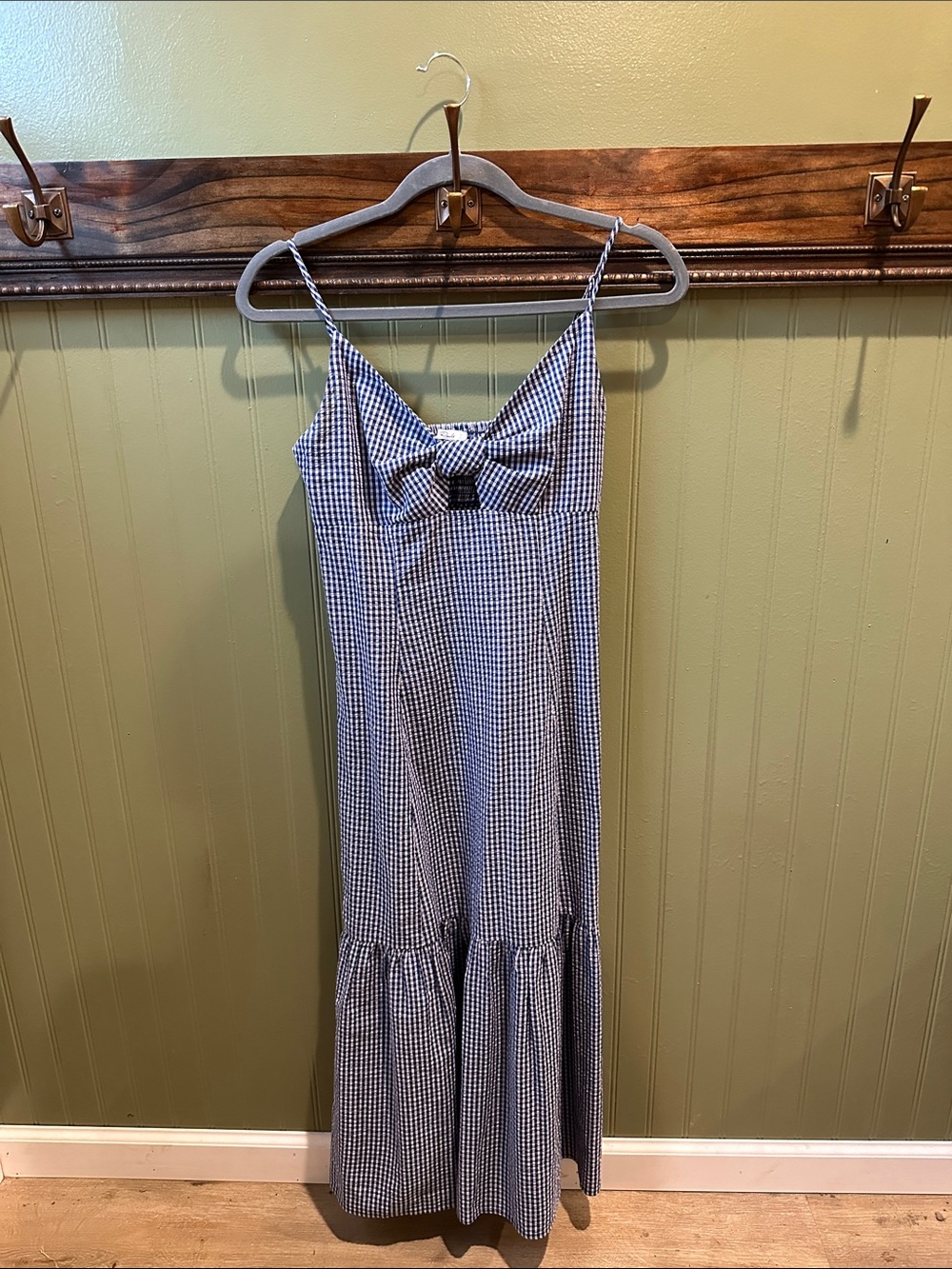 Rails Blue and White Gingham Midi Dress